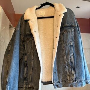 Blue Denim Jacket with Cream Sherpa Lining